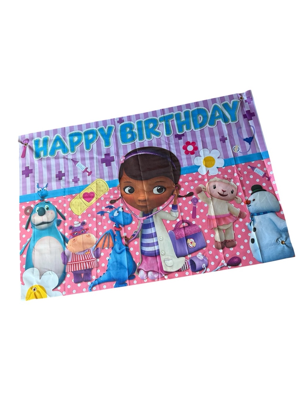 Happy Birthday Party Backdrop Doc McStuffins Cartoon Decorations